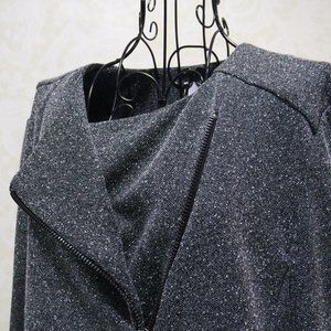 CATHERINE MALANDRINO NWT Grey Gray Marled Moto Zip Jacket